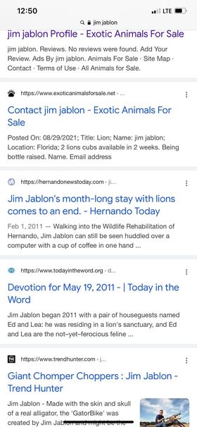 Jim Jablon Selling Lion Cubs